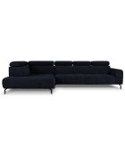 Canapé d'angle gauche velours Nico 5 places bleu foncé - 340x195x100 cm
