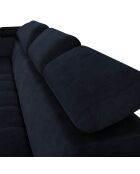 Canapé d'angle gauche velours Nico 5 places bleu foncé - 340x195x100 cm