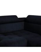 Canapé d'angle gauche velours Nico 5 places bleu foncé - 340x195x100 cm