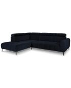 Canapé d'angle gauche velours Nico 5 places bleu foncé - 340x195x100 cm
