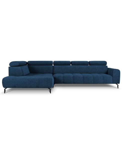 Canapé d'angle gauche velours nico 5 places bleu - 340x195x100 cm