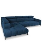 Canapé d'angle gauche velours nico 5 places bleu - 340x195x100 cm
