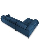 Canapé d'angle gauche velours nico 5 places bleu - 340x195x100 cm