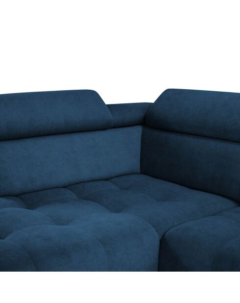 Canapé d'angle gauche velours nico 5 places bleu - 340x195x100 cm