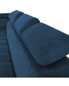 Canapé d'angle gauche velours nico 5 places bleu - 340x195x100 cm