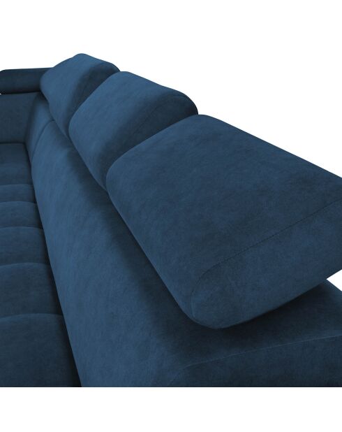 Canapé d'angle gauche velours nico 5 places bleu - 340x195x100 cm