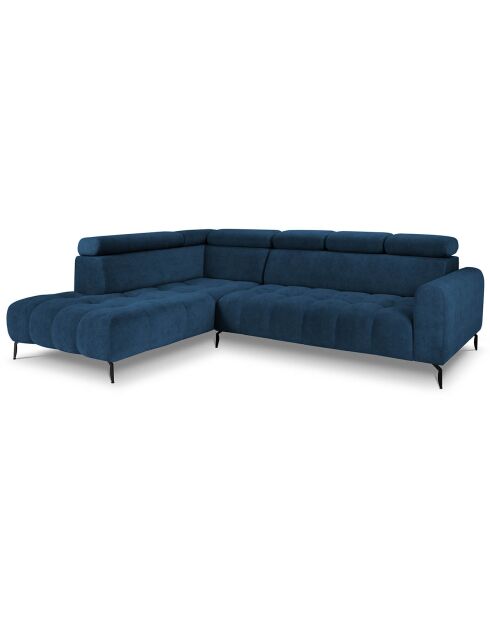 Canapé d'angle gauche velours nico 5 places bleu - 340x195x100 cm