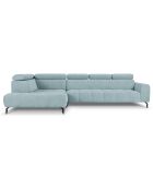 Canapé d'angle gauche velours nico 5 places bleu clair - 340x195x100 cm