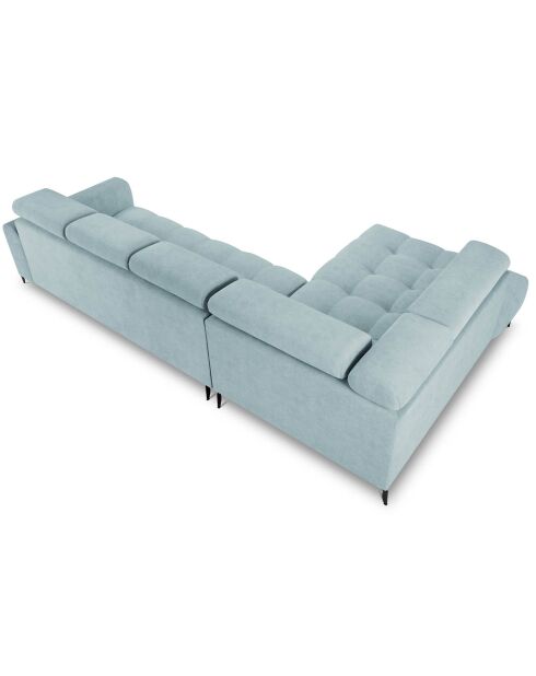 Canapé d'angle gauche velours nico 5 places bleu clair - 340x195x100 cm