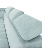 Canapé d'angle gauche velours nico 5 places bleu clair - 340x195x100 cm