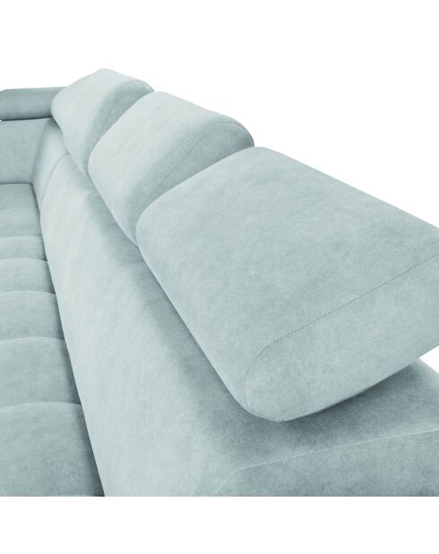 Canapé d'angle gauche velours nico 5 places bleu clair - 340x195x100 cm