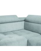 Canapé d'angle gauche velours nico 5 places bleu clair - 340x195x100 cm