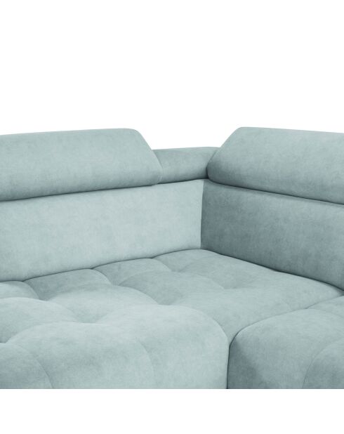 Canapé d'angle gauche velours nico 5 places bleu clair - 340x195x100 cm
