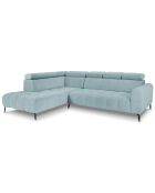 Canapé d'angle gauche velours nico 5 places bleu clair - 340x195x100 cm
