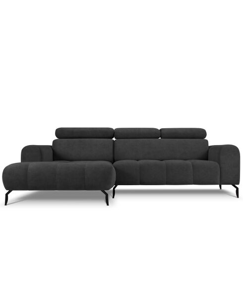 Canapé d'angle gauche velours nico 4 places gris foncé - 253x164x100 cm