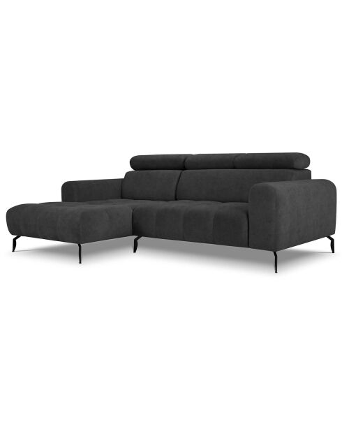 Canapé d'angle gauche velours nico 4 places gris foncé - 253x164x100 cm