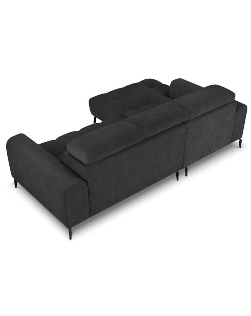 Canapé d'angle gauche velours nico 4 places gris foncé - 253x164x100 cm