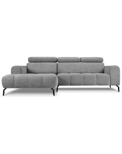 Canapé d'angle gauche velours nico 4 places gris - 253x164x100 cm