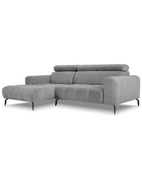 Canapé d'angle gauche velours nico 4 places gris - 253x164x100 cm