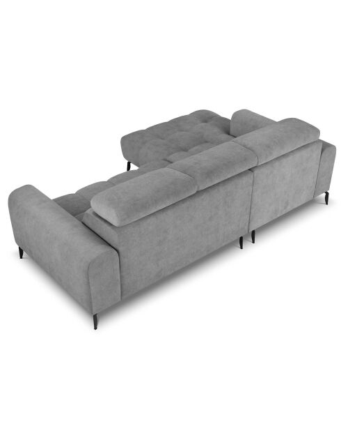 Canapé d'angle gauche velours nico 4 places gris - 253x164x100 cm