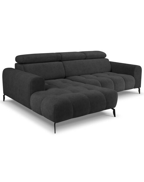 Canapé d'angle gauche velours nico 4 places gris foncé - 253x164x100 cm
