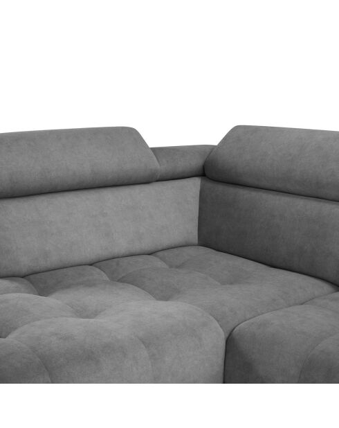 Canapé d'angle gauche velours nico 4 places gris - 253x164x100 cm