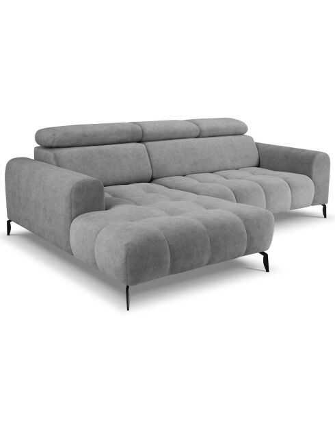Canapé d'angle gauche velours nico 4 places gris - 253x164x100 cm
