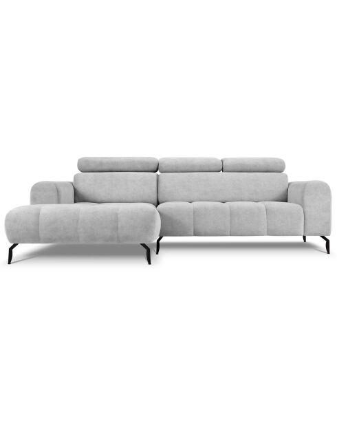 Canapé d'angle gauche velours Nico 4 places gris clair - 253x164x100 cm