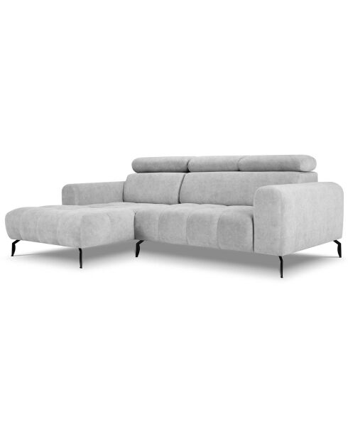 Canapé d'angle gauche velours Nico 4 places gris clair - 253x164x100 cm