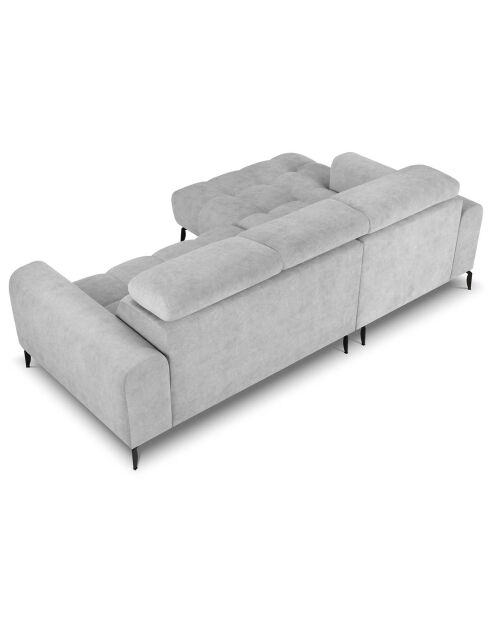 Canapé d'angle gauche velours Nico 4 places gris clair - 253x164x100 cm