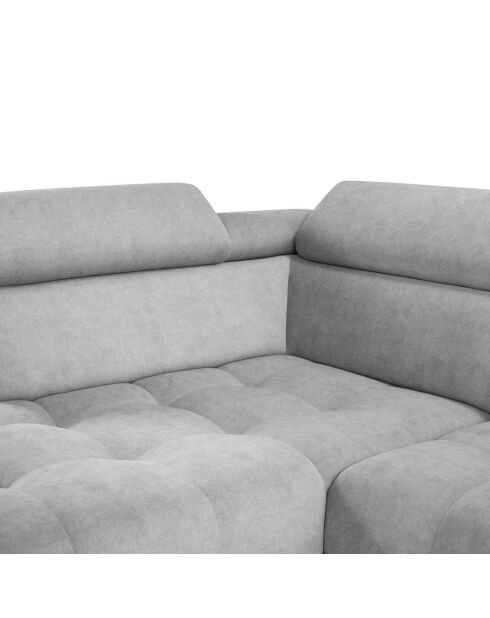 Canapé d'angle gauche velours Nico 4 places gris clair - 253x164x100 cm