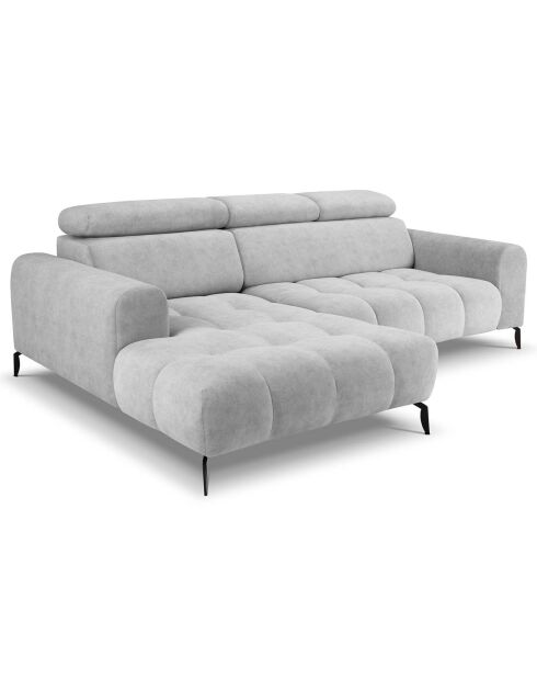 Canapé d'angle gauche velours Nico 4 places gris clair - 253x164x100 cm