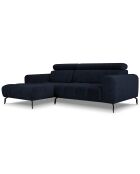 Canapé d'angle gauche velours Nico 4 places bleu foncé - 253x164x100 cm