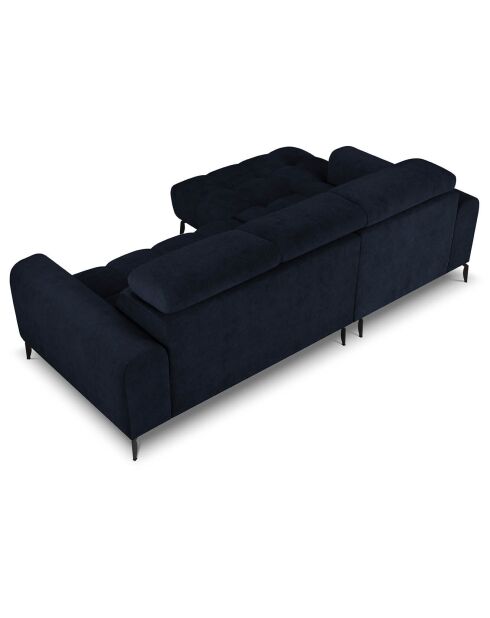 Canapé d'angle gauche velours Nico 4 places bleu foncé - 253x164x100 cm