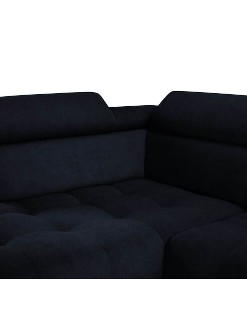 Canapé d'angle gauche velours Nico 4 places bleu foncé - 253x164x100 cm