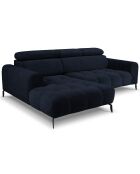 Canapé d'angle gauche velours Nico 4 places bleu foncé - 253x164x100 cm