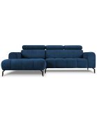 Canapé d'angle gauche velours nico 4 places bleu - 253x164x100 cm