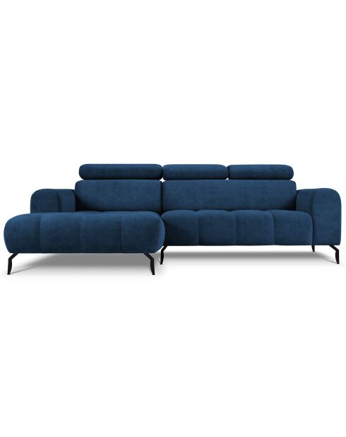Canapé d'angle gauche velours nico 4 places bleu - 253x164x100 cm