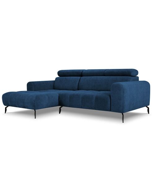 Canapé d'angle gauche velours nico 4 places bleu - 253x164x100 cm
