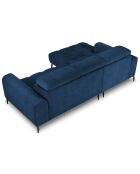 Canapé d'angle gauche velours nico 4 places bleu - 253x164x100 cm