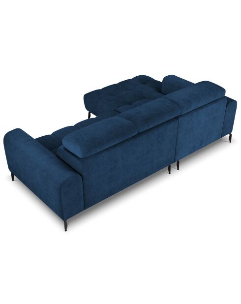 Canapé d'angle gauche velours nico 4 places bleu - 253x164x100 cm