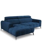 Canapé d'angle gauche velours nico 4 places bleu - 253x164x100 cm