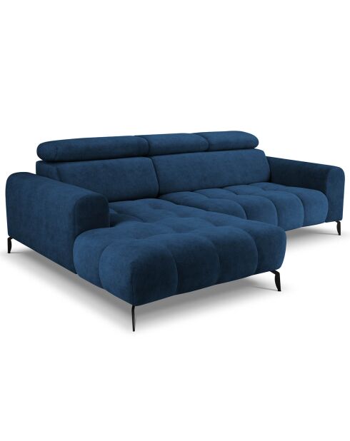 Canapé d'angle gauche velours nico 4 places bleu - 253x164x100 cm