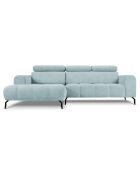 Canapé d'angle gauche velours nico 4 places bleu clair - 253x164x100 cm