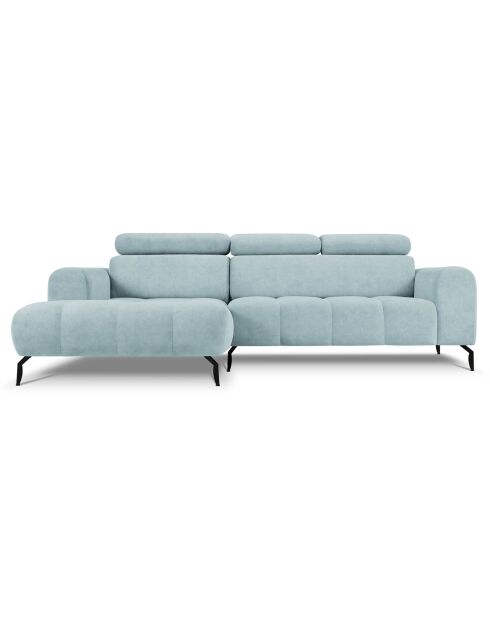 Canapé d'angle gauche velours nico 4 places bleu clair - 253x164x100 cm