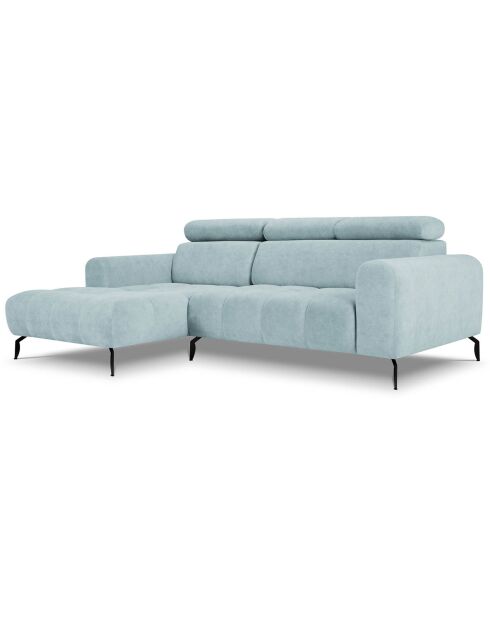 Canapé d'angle gauche velours nico 4 places bleu clair - 253x164x100 cm
