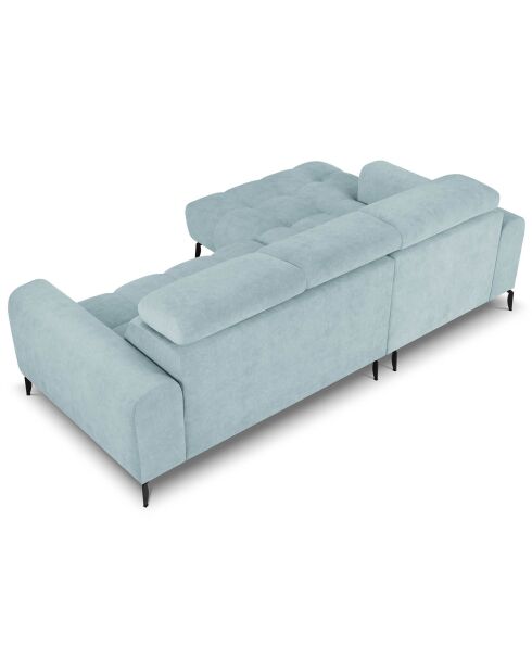Canapé d'angle gauche velours nico 4 places bleu clair - 253x164x100 cm