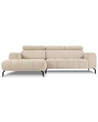 Canapé d'angle gauche velours nico 4 places beige - 253x164x100 cm