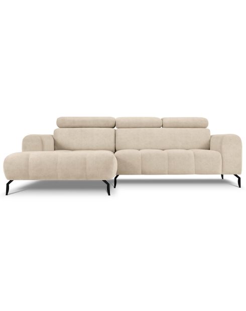 Canapé d'angle gauche velours nico 4 places beige - 253x164x100 cm