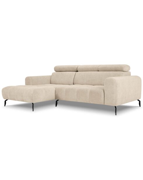 Canapé d'angle gauche velours nico 4 places beige - 253x164x100 cm